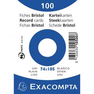 Image de Exacompta Paquet 100 fiches blanc film bristol non perforé 74x105mm,