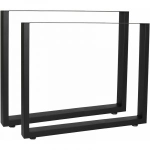 Image de wiltec Pieds de table en Profil carré 80x72cm Noir Revêtement par poudre Piètement Meuble - 60844