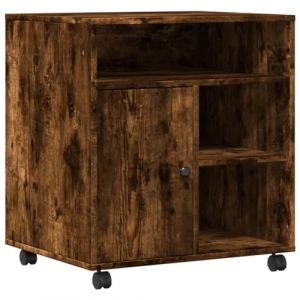 VidaXL Support d'imprimante avec roulettes ch&ecirc;ne fum&eacute; 60x50x67 cm Brun