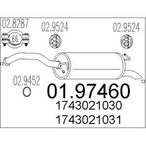 Image de MTS Pot d'Échappement 01.97460 Silencieux Echappement,Silencieux Arrière TOYOTA,YARIS SCP1_, NLP1_, NCP1_