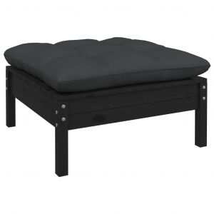 VidaXL Repose-pied de jardin avec coussin anthracite Bois de pin Noir