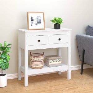 Image de VidaXL Table console Blanc 75x35x75 cm Bois massif de pin