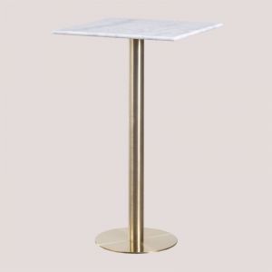 Table Haute de Bar Carrée en Marbre (60x60 cm) Cosmopolitan SKLUM Or champagne 105,5 cm