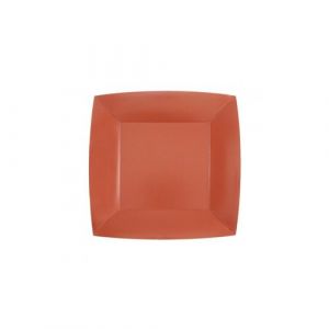 Ruedelafete 10 assiettes carton bio carrées 18cm rouge brique - chalayer 000740700000051