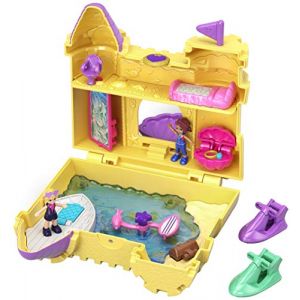 Mattel Polly Pocket Coffret Univers Le Ch&acirc;teau de Sable avec 2 Mini-Figurines et Accessoires, Autocollants et 5 Surprises Cach&eacute;es, Jouet Enfant, &eacute;dition 2018, GCJ87