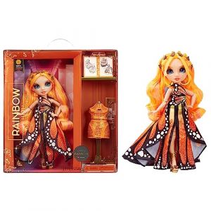Rainbow high Tentpole PR Theme Doll - ORANGE - 1 robe de Gala et 1 tenue decontractée + accessoires et carnet de croquis
