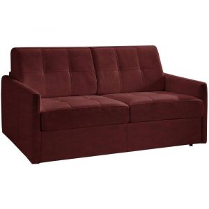 Inside75 Canapé lit CUBE convertible en microfibre bordeaux couchage 160cm ouverture express