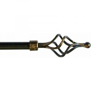 Tringle à Rideau en Fer Vente aux Enchères de Rideaux Anneaux Extensibles 120210 cm Vortex - Noir Or