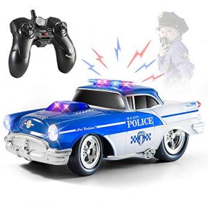 Voiture télécommandée Police Race, Voiture RC pour Enfants, Cadeau pour Les garçons de 2 à 9 Ans, Lumières et Sons