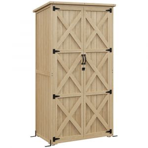 Outsunny Armoire de jardin abri de jardin 2 portes croisillons 2 étagères toit bitumé bois sapin pré-huilé