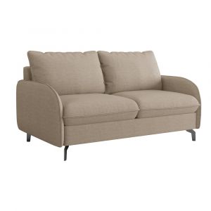 Canap&eacute; droit convertible 3 places en tissu taupe