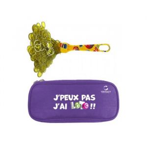 Kit loto complet 3 en 1 : 100 pions magnetiques jaune + baton ramasse jetons + trousse rangement violet - set accessoires jeu bingo et 1 carte