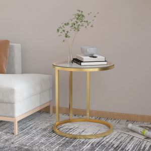 VidaXL Table d'appoint Doré et transparent 45 cm Verre trempé