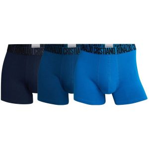 Cristiano Ronaldo CR7 3-Pack Men's Cotton Trunk Maillot, Dark Blue, Navy, Light Blue, 2XL Homme