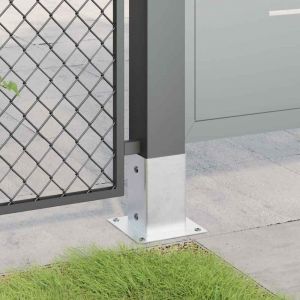 Image de VidaXL Bases de poteau carrées 12 pcs argent 91x91 mm acier galvanisé, base de clôture en béton, base de poteau de clôture 42000011