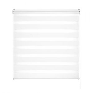 Blindecor Lira Store Enrouleur Jour Nuit Tissu Double, Couleur Blanc, Store zèbre 100 x 250 cm (Largeur x Hauteur) | Taille du Tissu 97 x 245 cm. Stores Tissu Double élégants
