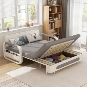 Oleylucklive - Canapé-lit convertible avec rangement, 128 cm,gris