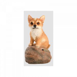 Figurine de chiot sonore avec détecteur de mouvement - Chihuahua marron - H 11,8 cm