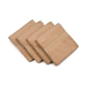 Gözze New York Essuie-Mains, Lot de 4, Doux et absorbant, 100% Coton, 30 x 30 cm - Marron