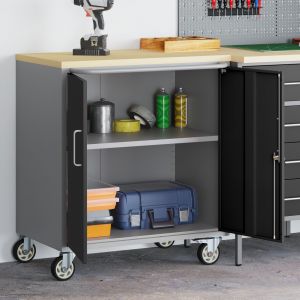 VidaXL Cabinet à outils avec roues et verrou noir 75x45x85 cm en acier