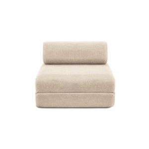 Fauteuil convertible et modulable 1 place en tissu lisse beige