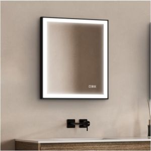 Mob-in - Miroir led rectangulaire avec cadre alu noir veluna