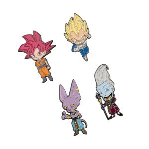 Grupo erik | Set de 4 Pins Dragon Ball Super &ndash; Saga Battle of Gods | Badges &Eacute;maill&eacute;s en Alliage de Zinc | Produit sous Licence Officielle