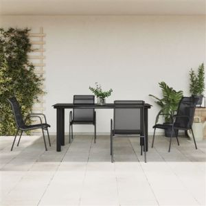 VidaXL Ensemble à manger de jardin 5 pcs noir textilène et acier