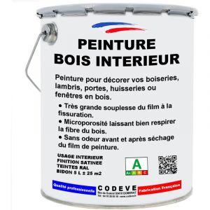 Codève Bois - Peinture Bois Interieur - 5 l - Codeve Bois - ral 9017 - Noir signalisation - Intérieure Pour La Décoration De Votre Bois, Lambris Ou