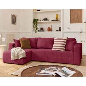 Topaze - canap&eacute; dangle d&eacute;houssable r&eacute;versible 4 places en velours textur&eacute; - Prune