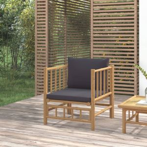 VidaXL Canapé de jardin avec coussins gris foncé bambou Dark grey