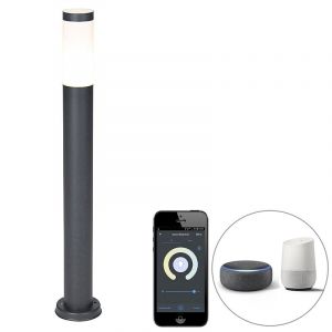 Qazqa Lampadaire d'extérieur intelligent anthracite 80 cm avec Wifi P45 - Rox