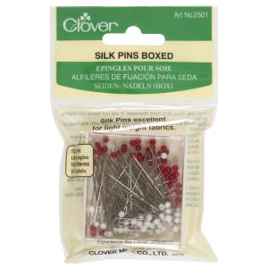 Clover Boite de 100 épingles pour soie Rouge/Blanc - Rouge/Blanc