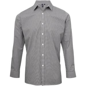 Premier Microcheck - Chemise à manches longues - Homme (S) (Noir/Blanc) - UTRW5526