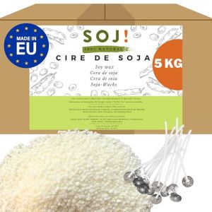 Cire à bougie - Soj - 5KG - 100% Naturelle - SANS OGM - 50 Mèches Offertes