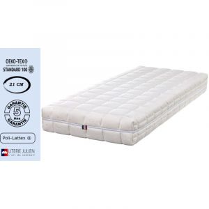 Literie Julien Lot de 2 Matelas Latex Naturel 70x190 x 21 cm Ferme + Oreiller Visco + 2 Aléses Spécial Sommier Electrique Housse Lavable 7