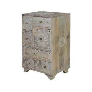 Chiffonnier 7 Tiroirs Bois Gris 42x30x66cm - Gris