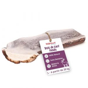 Supravit Gespaltenes Hirschgeweih f&uuml;r Hunde Gr&ouml;&szlig;e L| 100% Rothirsch-Geweih