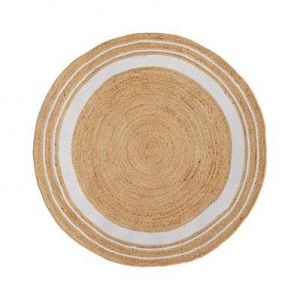 Image de Tapis rond Anaïs en jute naturel et blanc D150 cm