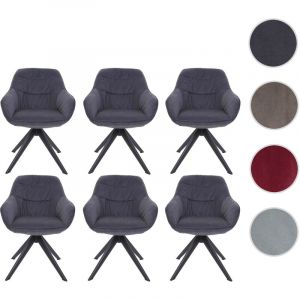 Lot de 6 chaises de salle à manger MENDLER HWC-K28 pivotantes métal tissu/textile gris