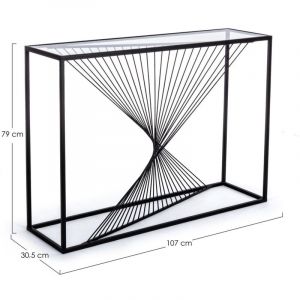 Hellin Console filaire en verre et en métal noir L107