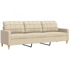 VidaXL Canap&eacute; &agrave; 3 places Cr&egrave;me 210 cm Tissu, canap&eacute;, canap&eacute; de salon, canap&eacute; &agrave; trois places, canap&eacute; rembourr&eacute;, si&egrave;ges de salon, canap&eacute; en tissu