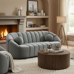 Canap&eacute; 3 places design Sidonie Velours Gris