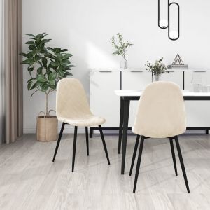 VidaXL Chaises de salle ? manger 2 pcs Blanc cr?me Velours