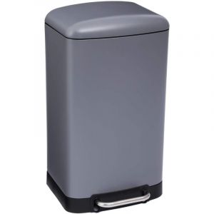 Poubelle de Cuisine à Pédale 30L Seau Intérieur Amovible, Fermeture Douce et Silencieuse, Solide Gris