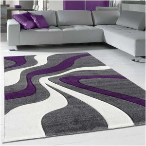 Image de Unamourdetapis UN AMOUR DE TAPIS DIAMOND VAGUES 40x60 cm Tapis Moderne Tapis Entrée Tapis Rectangulaire Tapis Violet