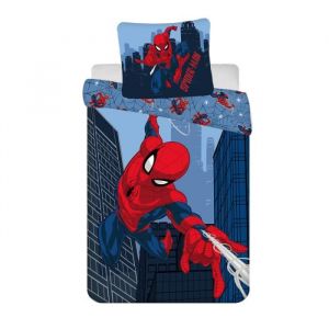 AC-Déco Parures drap plat - Disney - Parure de lit en coton "Spider-Man" - Bleu/Rouge - 160 x 200 cm