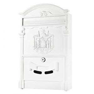 Melko - Boîte aux lettres Boîte aux lettres en fonte d'aluminium antique 25,5 x 8,6 x 41 cm Boîte aux lettres murale au format A4