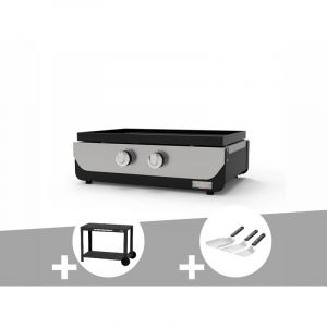 Le Marquier Plancha ORIGINAL Gaz 260 Duo + Desserte + Kit 3 spatules