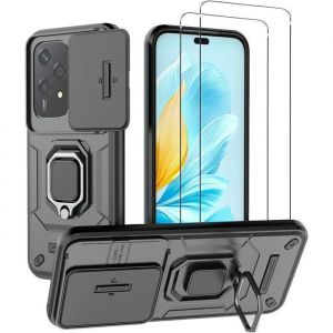 Novago Pour Honor 200 Lite 5g - Coque R&eacute;sistante Et Anneau Anti-Chute + 2 Films Vitre Protection Ecran Verre Tremp&eacute;